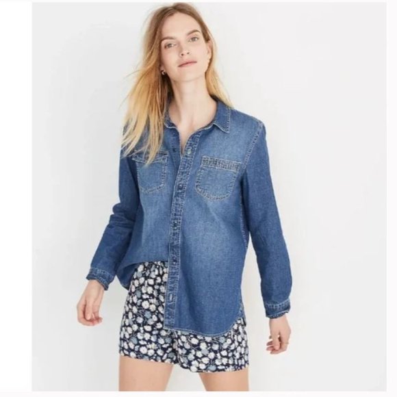 Madewell Denim Classic Ex-Boyfriend Shirt in Kylemore Wash Size XS - Picture 4 of 14